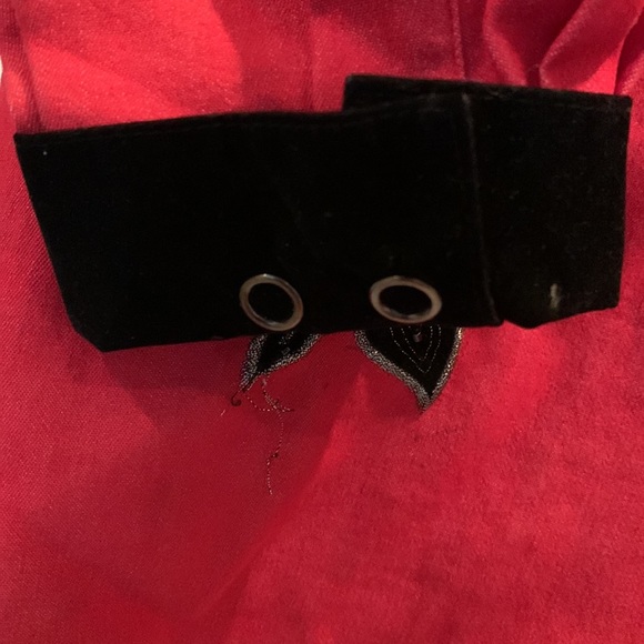 Women’s button up red and black shirt with velour feel. Very unique - Picture 5 of 7